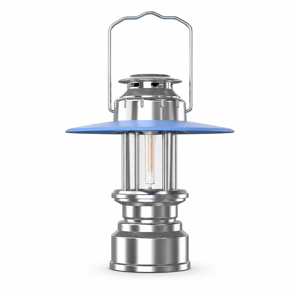 Portable Type-C Camping Lantern, Silver & Blue, 7.1 in