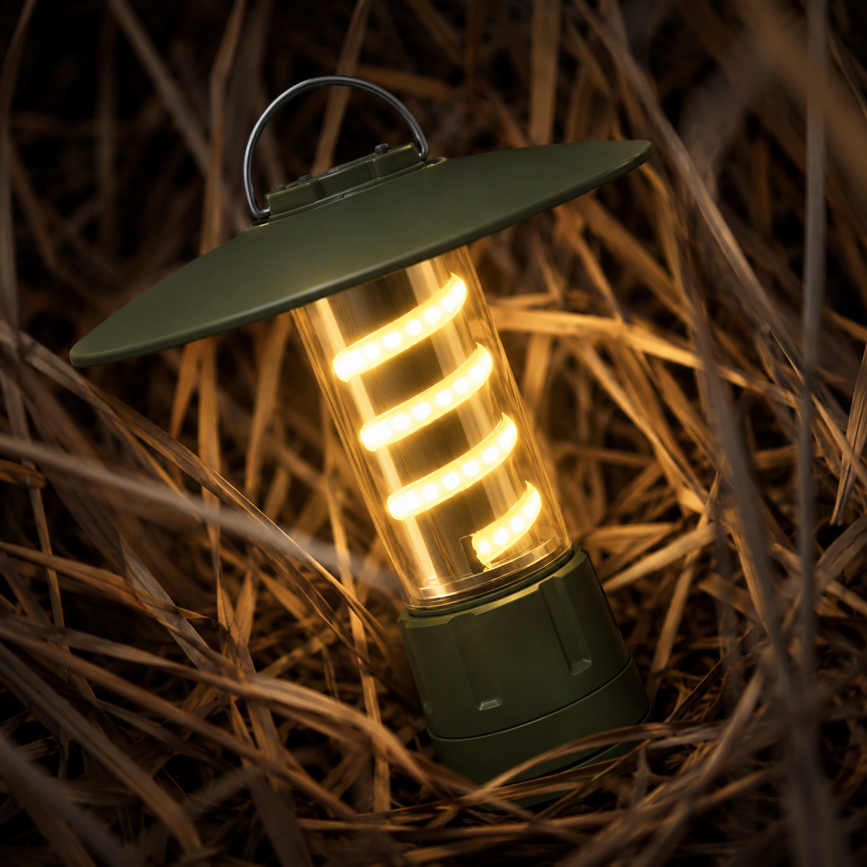 Portable Type-C LED Camping Lantern, Olive Green