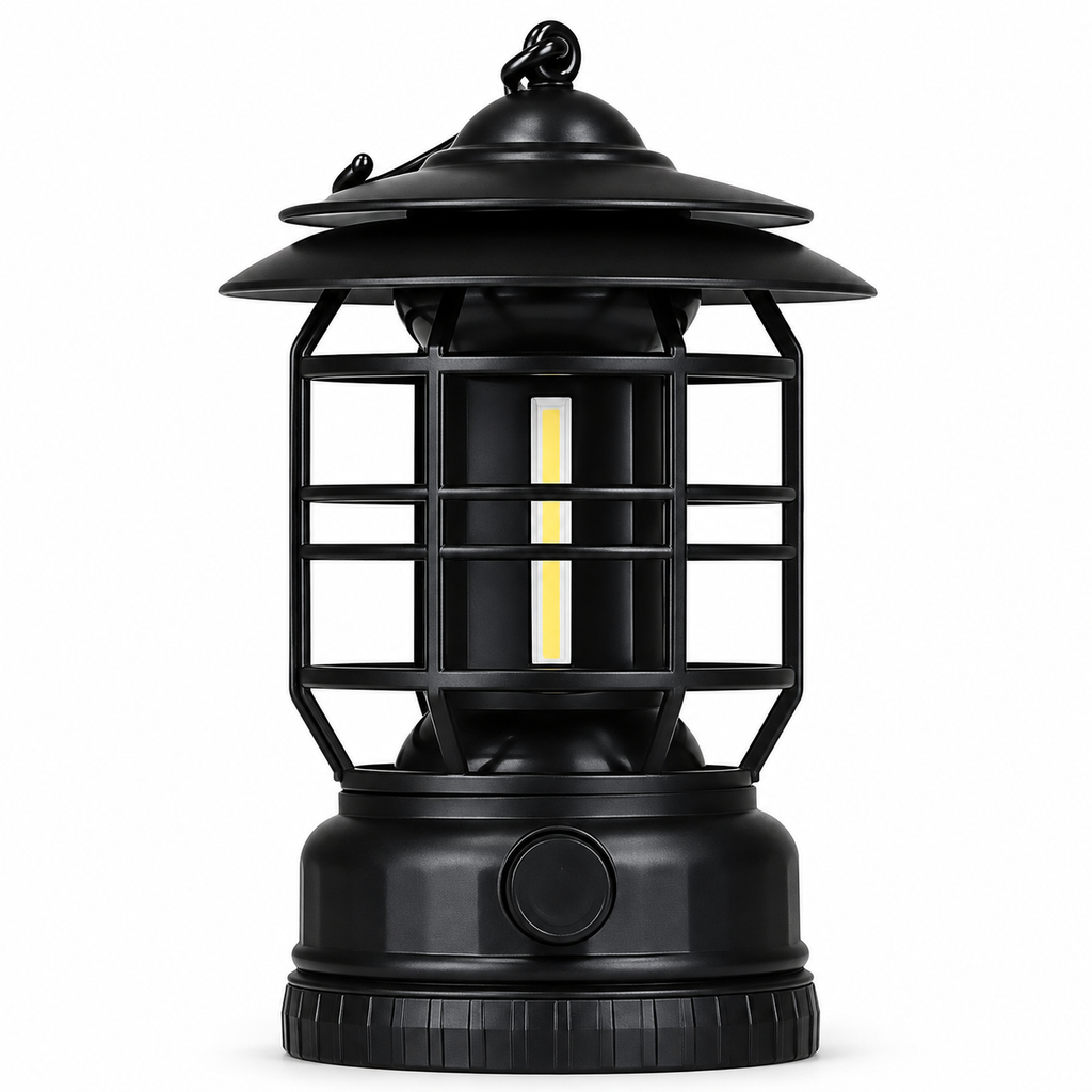 Portable Solar Camping Lantern, Black, 6.1 in
