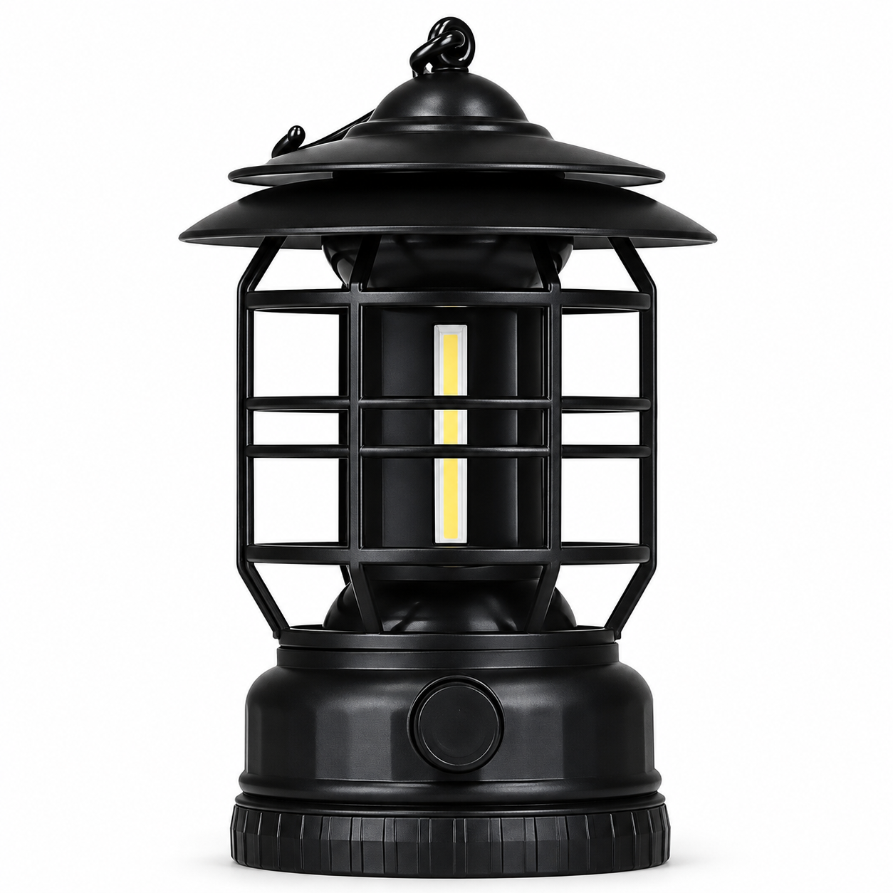 Portable Solar Camping Lantern, Black, 6.1 in