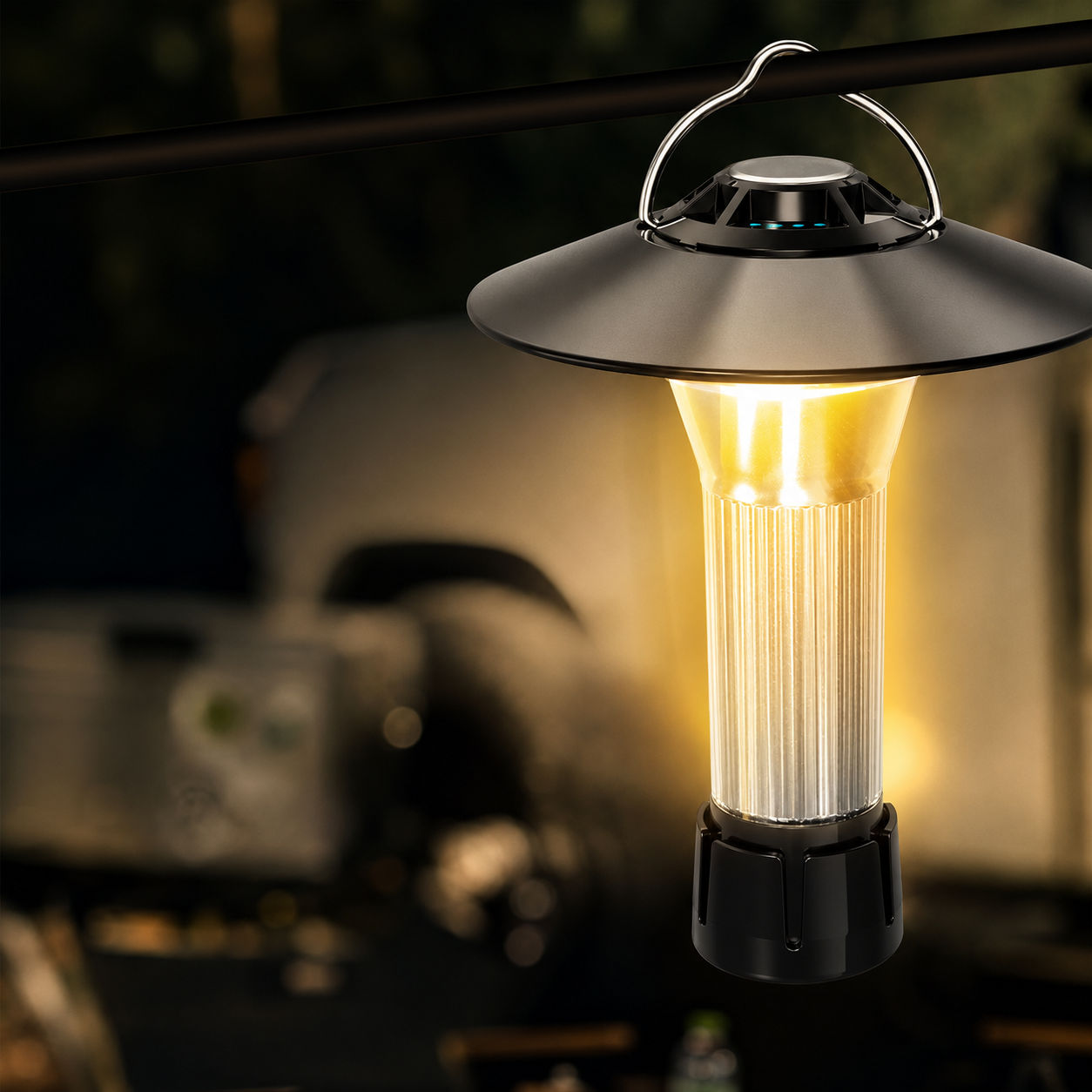 Portable Dual-Light Camping Lantern with Tripod, 4.5 in