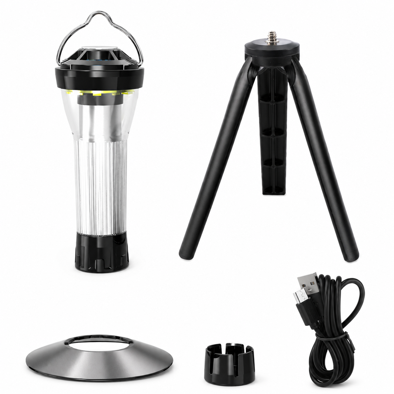 Portable Dual-Light Camping Lantern with Tripod, 4.5 in