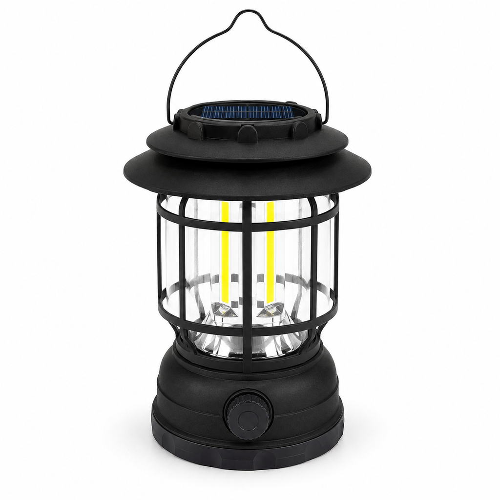 Rechargeable LED Camping Lantern, Black, 9.4 in