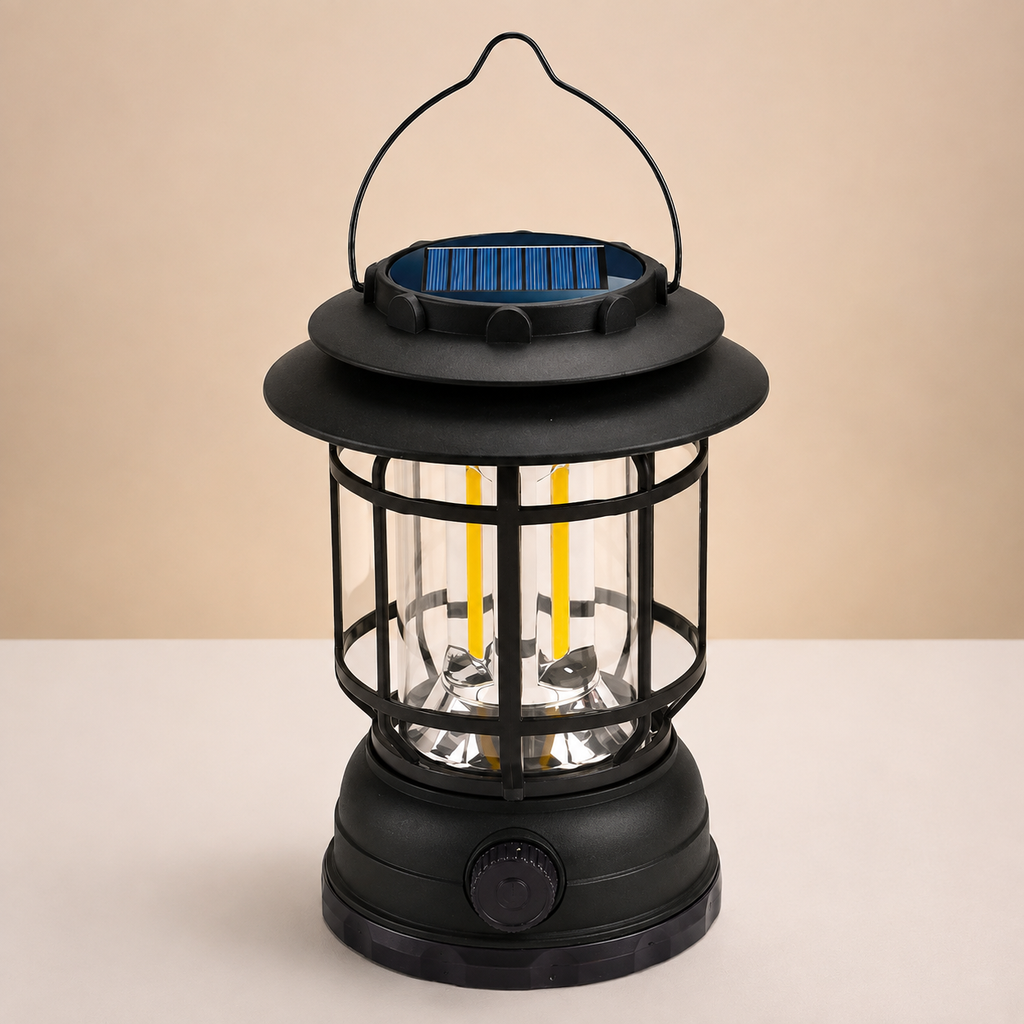Rechargeable LED Camping Lantern, Black, 9.4 in