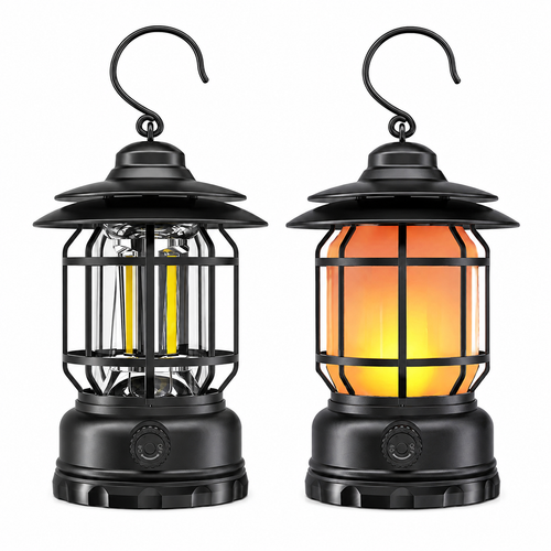 Dimmable Type-C Camping Lantern with Hook, Black