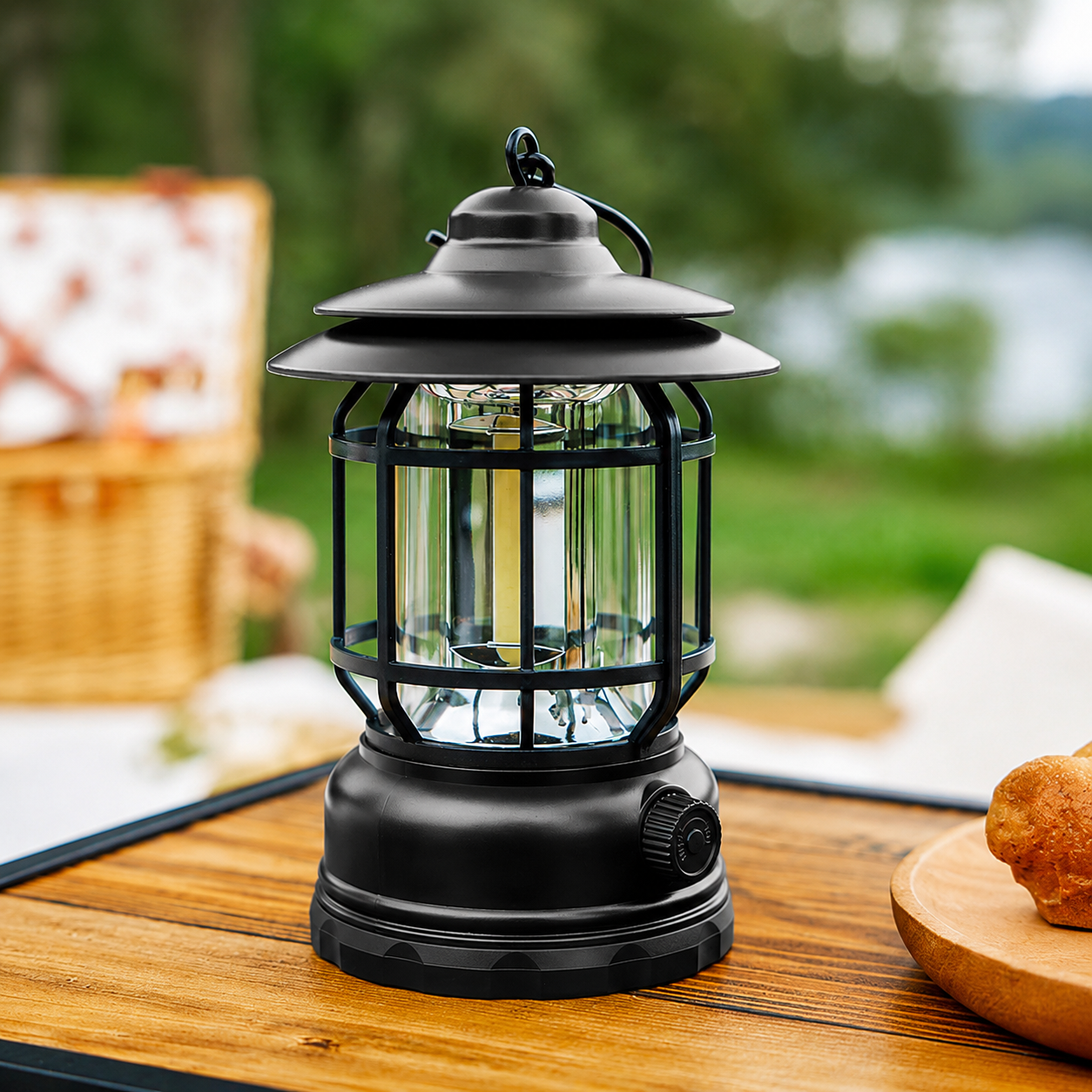 Dimmable Type-C Camping Lantern with Hook, Black