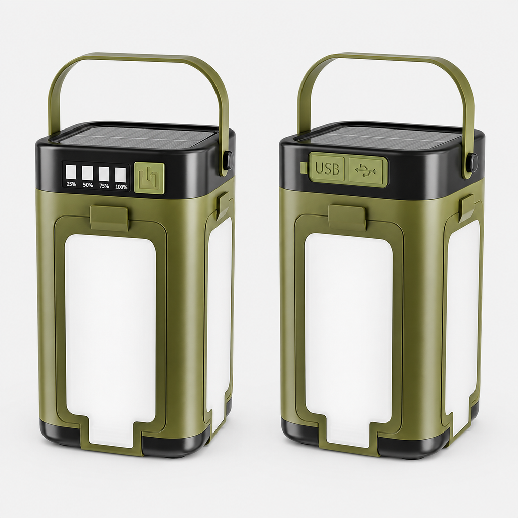 Rechargeable LED Camping Lantern, Olive Green, 4.7 in